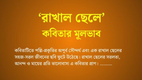 রাখাল ছেলে কবিতার মূলভাব