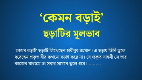 কেমন বড়াই কবিতার মূলভাব